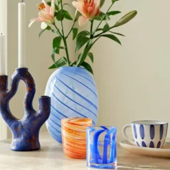 Bougies, Bougeoirs Et Allumettes^Sélectionné par Fleux Bougeoir Tachete - H 25 Cm - Bleu Fonce