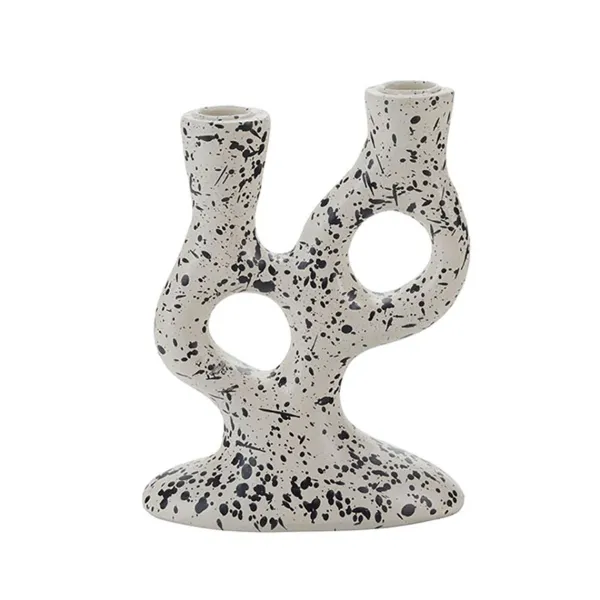 Bougies, Bougeoirs Et Allumettes^Sélectionné par Fleux Bougeoir Tachete - H 20 Cm - Blanc Et Noir