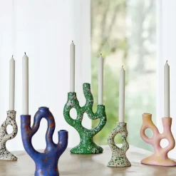 Bougies, Bougeoirs Et Allumettes^Sélectionné par Fleux Bougeoir Tachete - H 17 Cm - Rose Et Vert