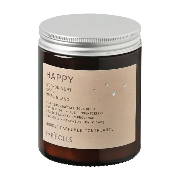 Bougies, Bougeoirs Et Allumettes^Fariboles Bougie Parfumee Happy 140 G - Citron Vert, Coco & Musc