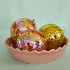 Accessoires Design^Rice Boule Disco ? 5 Cm - Rayures Rose