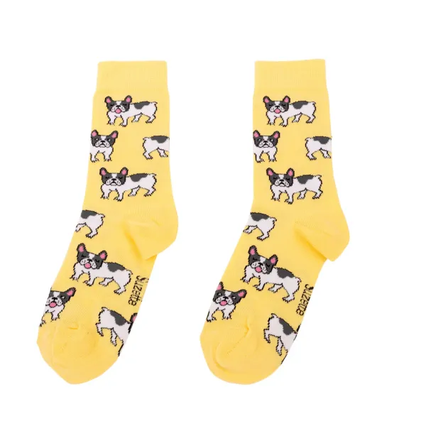 Chaussettes^Coucou Suzette Chaussettes Bouledogue 35/44 - Jaune