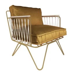Fauteuils & Repose-Pieds^Honoré Fauteuil Croisette En Velours Camel - Dore & Bois Clair