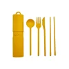 Assiettes & Couverts^Sélectionné par Fleux Kit De Couverts Reutilisables Et Nomades En Matiere Biosourcee Jaune