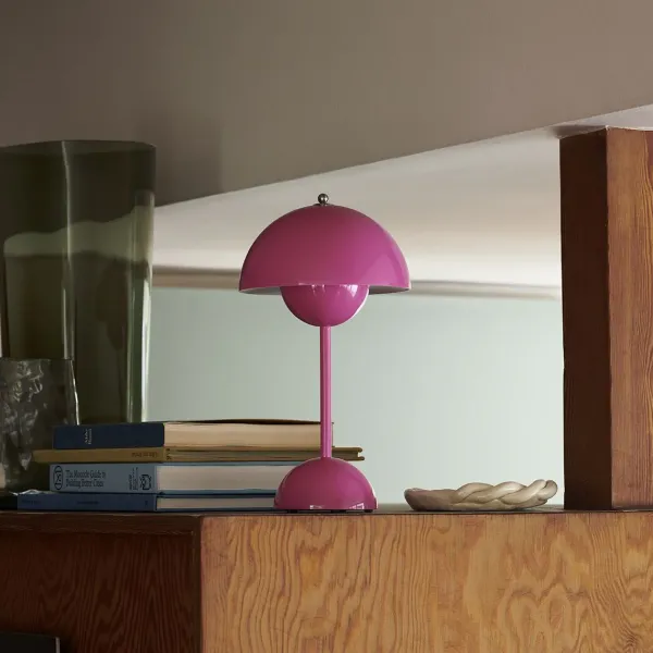 Lampes De Table^And Tradition Lampe A Poser Flowerpot Vp9 Sans Fil - Rose Tangy