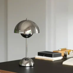 Lampes De Table^And Tradition Lampe A Poser Flowerpot Vp9 Sans Fil - Chrome