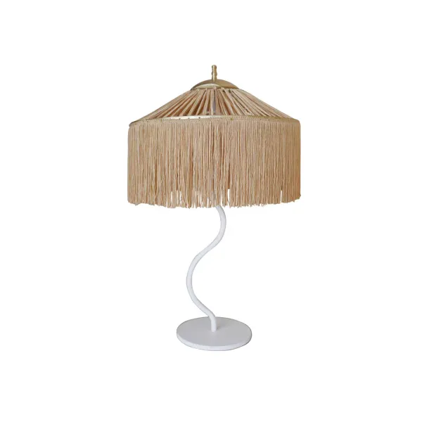 Lampes De Table^Honoré Lampe De Table Kaa A Franges Dorees - Blanc