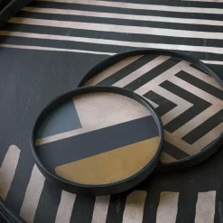 Plats & Plateaux^Ethnicraft Mini Plateau Graphite En Bois - Chevron - O 30 Cm