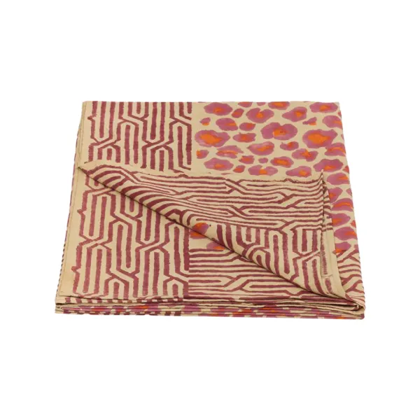 Linge De Lit^Doing Goods Plaid Leopard En Coton - Rose