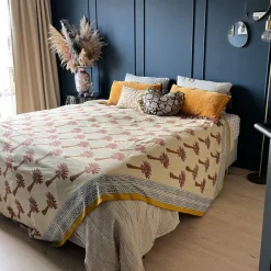 Linge De Lit^Doing Goods Plaid Tala Palmtree En Coton - Sand