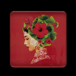 Vide-Poches^Gangzai Plateau Carre Lotus En Fer - 30 X 30 Cm