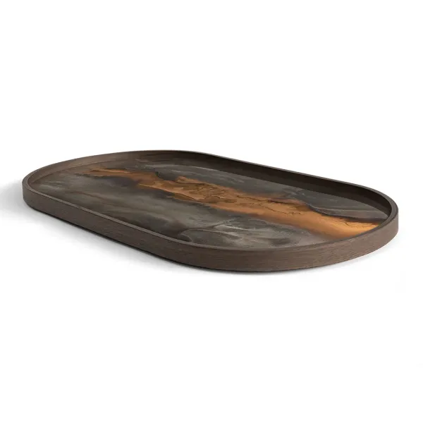 Plats & Plateaux^Ethnicraft Plateau En Verre - Bronze Organic - Oblong - 71 X 36 Cm