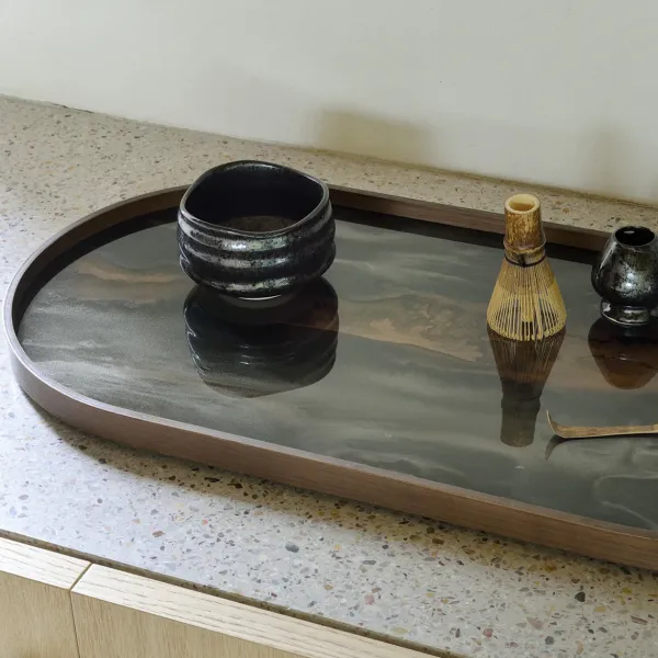 Plats & Plateaux^Ethnicraft Plateau En Verre - Bronze Organic - Oblong - 71 X 36 Cm