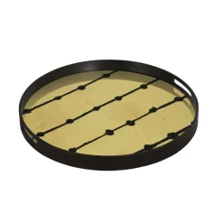 Plats & Plateaux^Ethnicraft Plateau En Verre Et Feuille D'Or Brown Dots - O 48 Cm