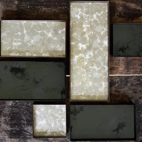 Plats & Plateaux^Ethnicraft Plateau Miroir Vieilli Carre - Charbon - 37 X 37 Cm