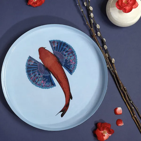 Vide-Poches^Gangzai Plateau Rond Fishkoi En Fer - O 33 Cm