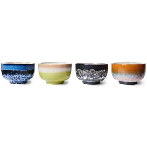 Bols & Coupelles^HK Living Set De 4 Bols Ceramique 70'S Groovy