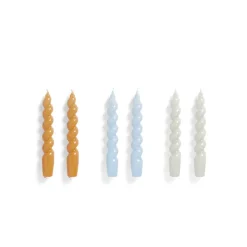 Bougies, Bougeoirs Et Allumettes^Hay Set De 6 Bougies Spiral - Mandarine/Bleu/Gris