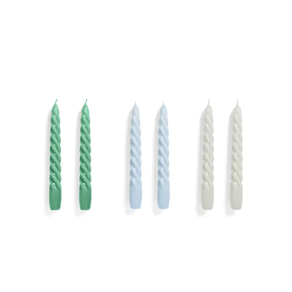 Bougies, Bougeoirs Et Allumettes^Hay Set De 6 Bougies Twist - Vert/Bleu/Gris