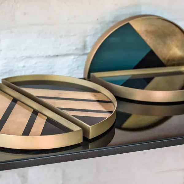 Plats & Plateaux^Ethnicraft Set De 2 Mini Plateaux Geometriques Half Moon