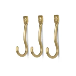 Porte-manteaux & Patères^Ferm Living Set De 3 Pateres Curvature Laiton Dore