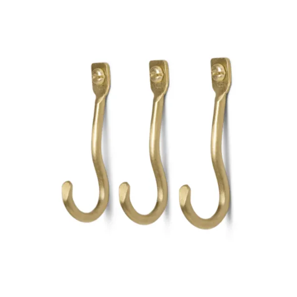 Porte-manteaux & Patères^Ferm Living Set De 3 Pateres Curvature Laiton Dore