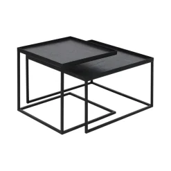 Tables Basses & D'Appoint^Ethnicraft Set De 2 Tables A Plateau Square En Metal Et Bois - L 39 / 52 Cm