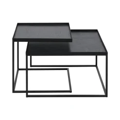 Tables Basses & D'Appoint^Ethnicraft Set De 2 Tables A Plateau Square En Metal Et Bois - L 39 / 52 Cm