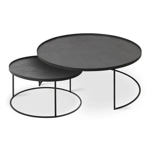 Tables Basses & D'Appoint^Ethnicraft Set De 2 Tables Basses Pour Plateaux Ronds En Metal Noir - O 62 Cm & O 93 Cm