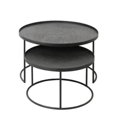 Tables Basses & D'Appoint^Ethnicraft Set De 2 Tables Basses Pour Plateaux Ronds - O 62 Cm & O 49 Cm