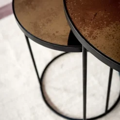Tables Basses & D'Appoint^Ethnicraft Set De 2 Tables D'Appoint Heavy Aged Bronze
