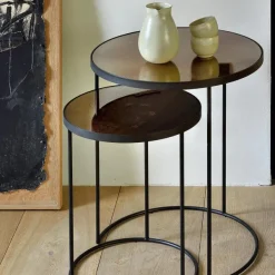 Tables Basses & D'Appoint^Ethnicraft Set De 2 Tables D'Appoint Heavy Aged Bronze