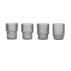 Carafes & Verres^Ferm Living Set De 4 Verres Ripple - Fume Gris