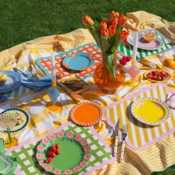 Sets De Table & Dessous De Verre^Fleux Set De Table Biscotti A Carreaux - 38 Cm X 48 Cm -Kaki & Rose