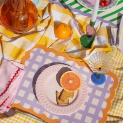 Sets De Table & Dessous De Verre^Fleux Set De Table Biscotti A Carreaux - 38 Cm X 48 Cm -Lilas & Orange