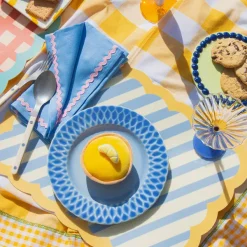 Sets De Table & Dessous De Verre^Fleux Set De Table Biscotti A Rayures - 38 Cm X 48 Cm - Bleu & Jaune