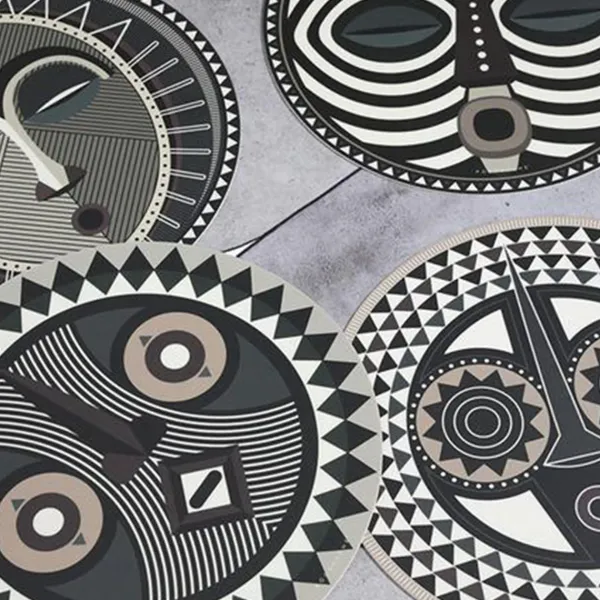 Sets De Table & Dessous De Verre^Pôdevache Set De Table Rond Masque Africain Tabaka En Vinyle - O 38 Cm