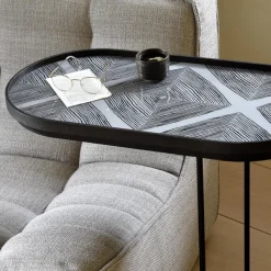 Tables Basses & D'Appoint^Ethnicraft Table A Plateau Oblong En Metal Et Bois - L 69 Cm