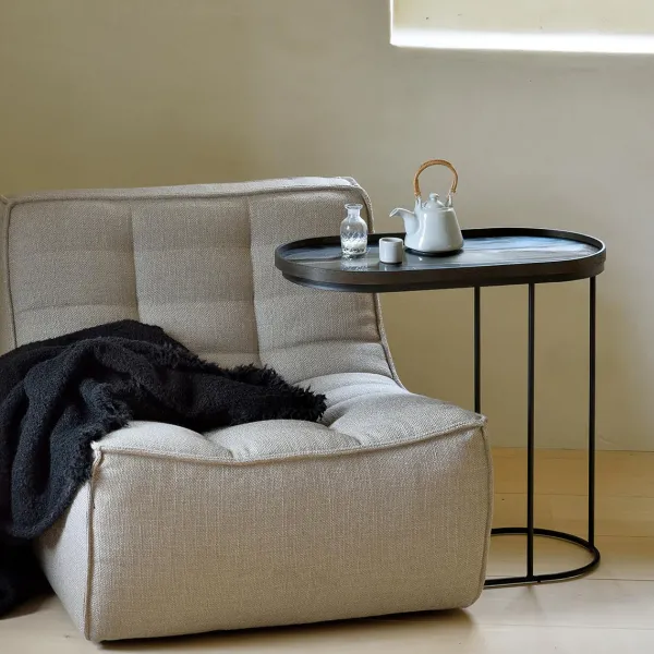 Tables Basses & D'Appoint^Ethnicraft Table A Plateau Oblong En Metal Et Bois - L 69 Cm