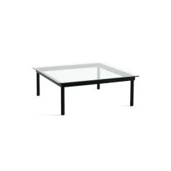 Tables Basses & D'Appoint^Hay Table Basse Kofi Chene Massif Noir & Verre Clair - L 100 X L 100 X H 36 Cm
