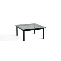 Tables Basses & D'Appoint^Hay Table Basse Kofi Chene Massif Noir & Verre Teinte Gris - L 80 X L 80 X H 36 Cm