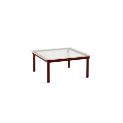 Tables Basses & D'Appoint^Hay Table Basse Kofi Chene Massif Rouge Grange & Verre Roseau Transparent - L 80 X L 80 X H 36 Cm