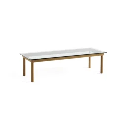 Tables Basses & D'Appoint^Hay Table Basse Kofi Chene Massif & Verre Clair - L 140 X L 50 X H 36 Cm