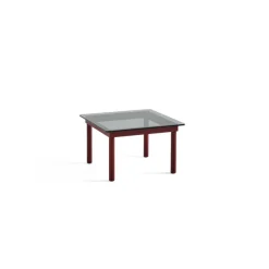 Tables Basses & D'Appoint^Hay Table Basse Kofi Chene Massif Rouge Grange & Verre Teinte Gris - L 60 X L 60 X H 36 Cm