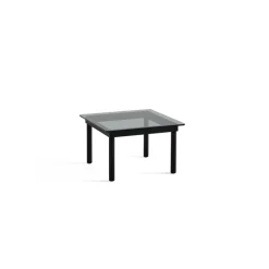 Tables Basses & D'Appoint^Hay Table Basse Kofi Chene Massif Noir & Verre Teinte Gris - L 60 X L 60 X H 36 Cm
