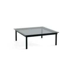 Tables Basses & D'Appoint^Hay Table Basse Kofi Chene Massif Noir & Verre Teinte Gris - L 100 X L 100 X H 36 Cm