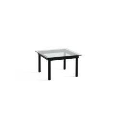 Tables Basses & D'Appoint^Hay Table Basse Kofi Chene Massif Noir & Verre Clair - L 60 X L 60 X H 36 Cm