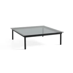 Tables Basses & D'Appoint^Hay Table Basse Kofi Chene Massif Noir & Verre Teinte Gris - L 120 X L 120 X H 36 Cm