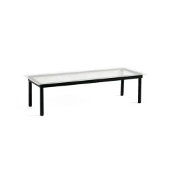 Tables Basses & D'Appoint^Hay Table Basse Kofi Chene Massif Noir & Verre Roseau Clair - L 140 X L 50 X H 36 Cm