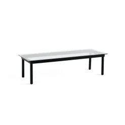 Tables Basses & D'Appoint^Hay Table Basse Kofi Chene Massif Noir & Verre Clair - L 140 X L 50 X H 36 Cm